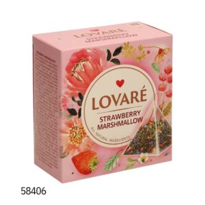 Lovare Strawberry Marshmallow - зеленый чай с клубникой, в пирамидках